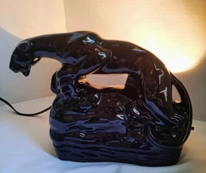 Vintage 50s Large Black Panther TV Lamp Jaguar Sleek Muscular Cat MCM Works - Picture 1 of 21