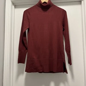 NEW Soft Surroundings PXS Turtleneck Womens Burgundy Viscose Blend Petite XSmall - Picture 1 of 11