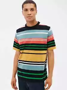 T-shirt uomo Paul Smith taglia small multi righe cotone biologico fino al petto 40" nuova con etichette - Foto 1 di 15