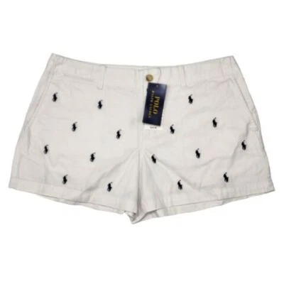 New Polo Ralph Lauren Women’s Chino Shorts Allover Pony Embroidered - Image 1 of 4