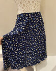 Vintage Classic NAVY Skirt UK 10 Small - Medium FLORAL Flowers Knee Length