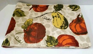 Traditional Beige Table Runner Cotton Pumpkins Squash Fall Thanksgiving Holidays - Picture 1 of 8