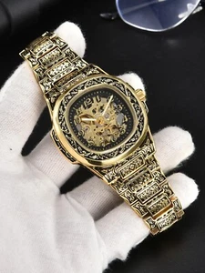 Orologio Uomo Lusso 40mm Automatico Scheletro Vintage Acciaio Lusso Impermeabile - Foto 1 di 12
