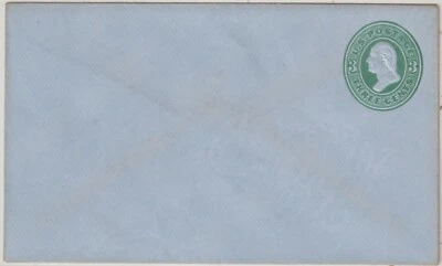 U. S. POSTAL STATIONARY; U166 3c Green ENTIRE BLUE UNUSED - Image 1 of 2