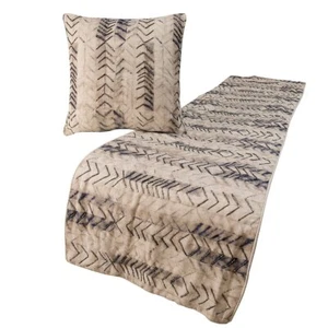 Decorative Twin Bed Runner Grey, Tie & Dye Beaded Cotton - Tie Dye Chevy - Picture 1 of 3