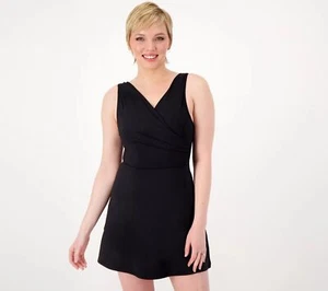 Lands' End Regular Surplice Swim Dress Black 6 New - Picture 1 of 1
