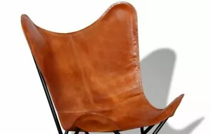 BKF Handmade Vintage Tan Leather Butterfly Chair Relax Armchair Only Cover - Picture 1 of 5
