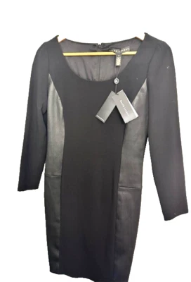 NWT Ralph Lauren Black Label Dress Black Leather Wool Size 8 original $1,598 - Image 1 of 4