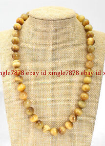 6/8/10/12/14mm Natural Multicolor Tiger's Eye Round Gemstone Beads Necklace 20" 