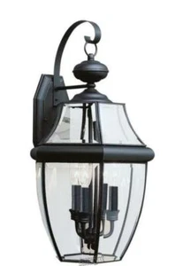 Sea Gull Lighting-Lancaster 3-Light Black Outdoor 23 in. Wall Lantern Sconce  - Picture 1 of 3