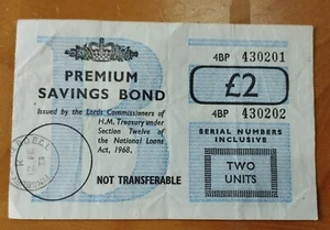 UK 1968 £2 British Two Pounds Premium Savings Bond Certificate SN 4BP 430202 - Picture 1 of 4