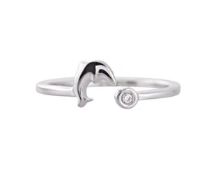 DAILY WEAR GIFT 14K WHITE GOLD OVER ROUND DOLPHIN SOLITAIRE ADJUSTABLE TOE RING - Picture 1 of 2