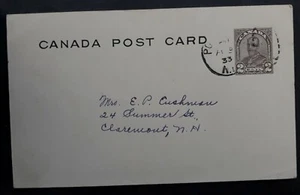 1933 Canada 2c Stamped Postcard cd Port Elgin, NB, Canada - Picture 1 of 2