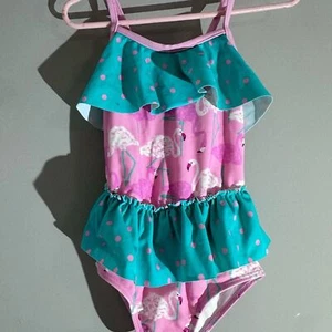Matilda Jane Pink and Blue One Piece Swimsuit Ruffled Design - Picture 1 of 5
