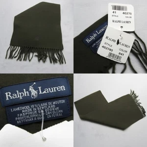 Ralph Lauren Lambswool Scarf Green Embroidered Logo Fringe Scotland 60" READ - Picture 1 of 8