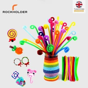 Chenille stems Sticks Puzzle Craft Children Pipe cleaners UK 100 Assorted New - Picture 1 of 6