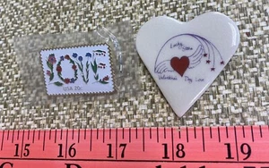 Vintage OFFICIAL USPS VALENTINE LOVE TAC PIN PLUS BONUS HEART PIN - Picture 1 of 3