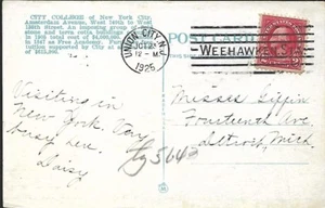 USA 1925 FANCY CANCEL WEEHAEKEN STATION IN UNION CITY NJ PICTURE POST CARD - Picture 1 of 2