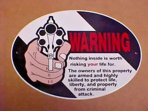 WARNING Plate Gun License Topper Cars & Trucks Property Owner Criminal Attack - Foto 1 di 2