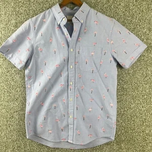 American Eagle Hemd Herren Small Blau Flamingo Geometrischer Druck Kurzarm - Bild 1 von 8
