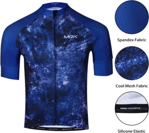 Men's Cycling Jersey Half Sleeve MTB Road Bike Riding Sport Cycle Top Shirt Blue - Picture 1 of 4