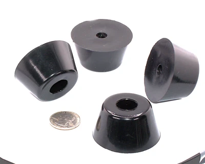 1" Tall x 2" Diameter Heavy Load Rated Rubber Feet for Equipment  4 Feet Package - Image 1 of 4