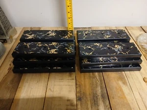 Lot Of (12) 3x9” Black Marble Plastic Rectangle Trophy Base Clean - Picture 1 of 6