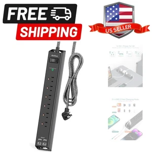 Tira de alimentación protectora contra sobretensiones - Cable de extensión con 6 tomas de CA 4 USB 2 USB-C... - Imagen 1 de 8