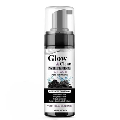 Lavado facial blanqueador Glow & Clean carbón activado para mujeres y hombres limpieza profunda Foto 1 de 3