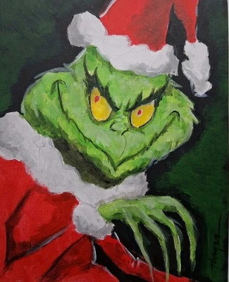 Pintura Original de Navidad El Grinch Arte Popular Arte Thayer ÚNICO EN SU CLASE No es una impresión Foto 1 de 4