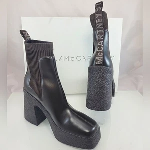 NUEVO CON ETIQUETAS $995 Stella McCartney Skyla Marrón Tacón Calcetín Deportivo Botines Talla 40 (10) - Imagen 1 de 16