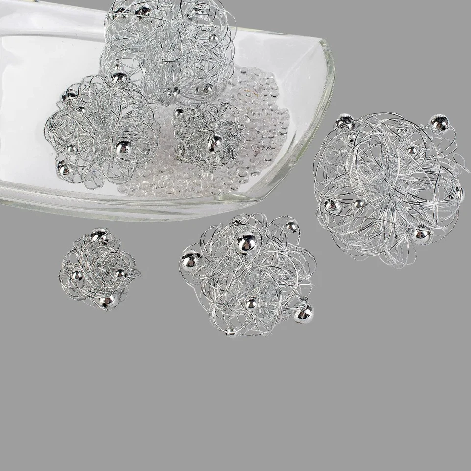 Deko-Kugel aus Silberdraht | Dekoobjekt Deko Tischdekoration - Bild 1 von 1