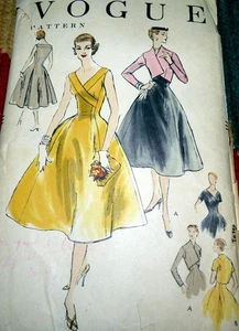 *LOVELY VTG 1950s DRESS & JACKET VOGUE Sewing Pattern 14/32 - Picture 1 of 2
