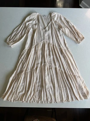 Anthropologie Moon River Striped Tiered Maxi Dress V-neck Prairie Peasant Boho L - Image 1 of 4