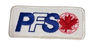 PFS Logo Patch Embroidered Rectangular With Red Maple Leaf Sew-On Design 4 x 2" - Picture 1 of 4