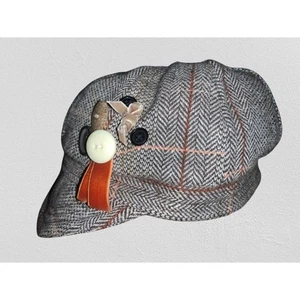 Stylische Tweed Fischgrät Baker Boy/Zeitungsjungen Mütze mit individuellen Details - Bild 1 von 5