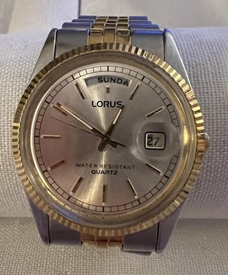 Reloj de Cuarzo Lorus Tono Plata PRESIDENT 35mm De Colección Para Hombre V544-8A50 Probado y Funciona Foto 1 de 4