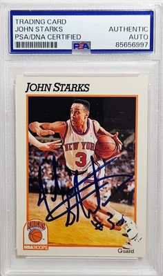 1991 NBA Hoops #406 Джон Старкс подписанная карточка дебютанта с автографом RC Auto PSA Knicks - Изображение 1 из 2