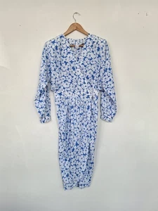 Etam Floral Wrap Dress Summer Dress Blue And White  - Picture 1 of 7