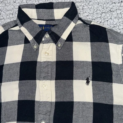Polo Ralph Lauren Shirt Womens XL Black White Plaid Button Up Flannel - Image 1 of 4