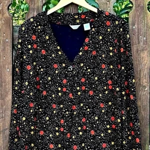Dark Academia Cottage Office Core Damen-Cardigan schwarz gold rot Größe 1X - Bild 1 von 4