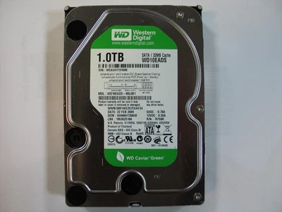 Western Digital Caviar Green 1TB,Intern,5400RPM,8,89 cm (3,5 Zoll) (WD10EADS). - Bild 1 von 3