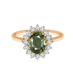Carillon 10k Rose Gold Green Sapphire Solitaire Women Wedding Ring