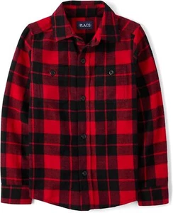The Children's Place Boys' Long Sleeve Plaid Flannel Button Up Shirt - Picture 1 of 1