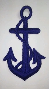 Ancora Con Corda Blu Profondo Filo Toppa da Cucire - Picture 1 of 2