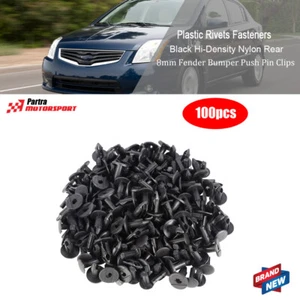 Remaches de plástico negro con orificio de 8 mm sujetador guardabarros parachoques pin clips 100 piezas - Imagen 1 de 10