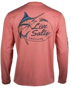 Mens Salt Life Salty Marlin SLX Performance Pocket L/S T-Shirt - XL - NWT - Picture 1 of 4