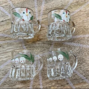 4 Federal Glass Mini Beer Mug Shot Glasses 24K gold rimmed hand painted vintage - Picture 1 of 7