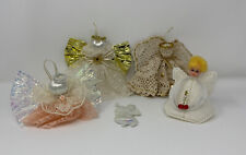 Vintage Christmas Angel Assorted Ornaments Handmade Lace Holiday Lot Of 5
