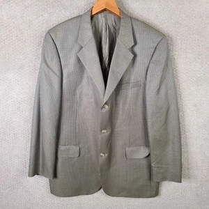 Tasso Elba Jacket Mens 44L Brown Houndstooth Blazer Silk Wool Blend 3 Button - Picture 1 of 15